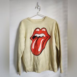 Yellow Rolling Stones Women's Crewneck Sweatshirt - Size Small